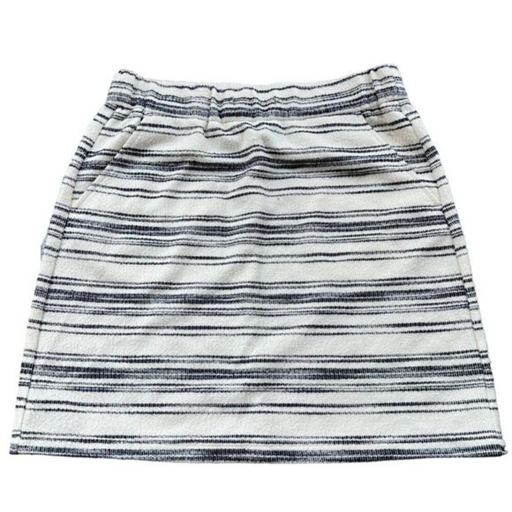 LOFT Navy White Nautical Stripe Skirt XS Elastic Waist Pockets Casual Coastal